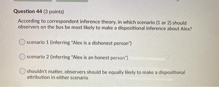 Solved > Question 44 (3 points) According to correspondent | Chegg.com