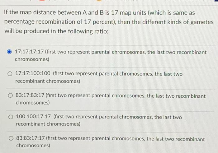 Solved If the map distance between A and B is 17 map units | Chegg.com