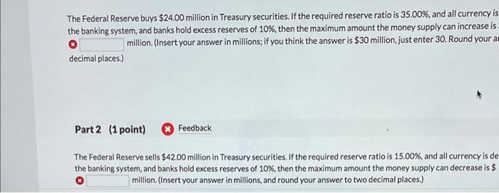 Solved The Federal Reserve Buys $24.00 Million In Treasury | Chegg.com