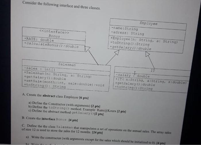 Solved Consider the following interface and three classes. | Chegg.com