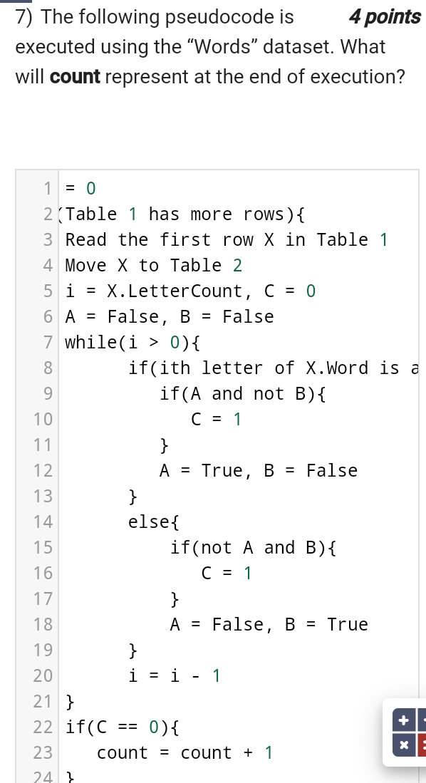 Solved 7 The following pseudocode is 4 points executed Chegg