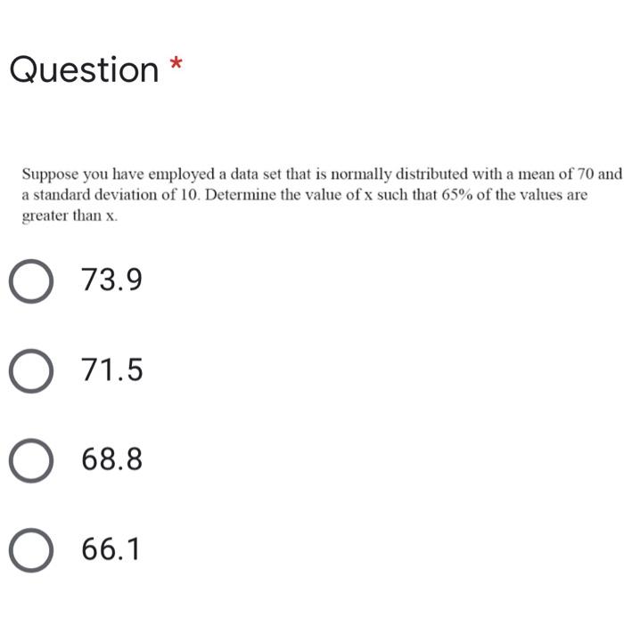 Solved Question * Suppose you have employed a data set that | Chegg.com