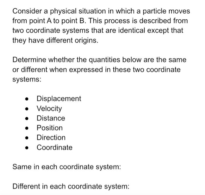 Solved Consider A Physical Situation In Which A Particle