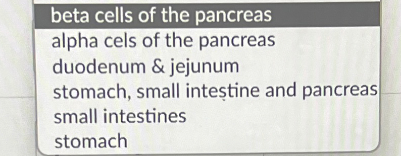 Solved beta cells of the pancreasalpha cels of the | Chegg.com