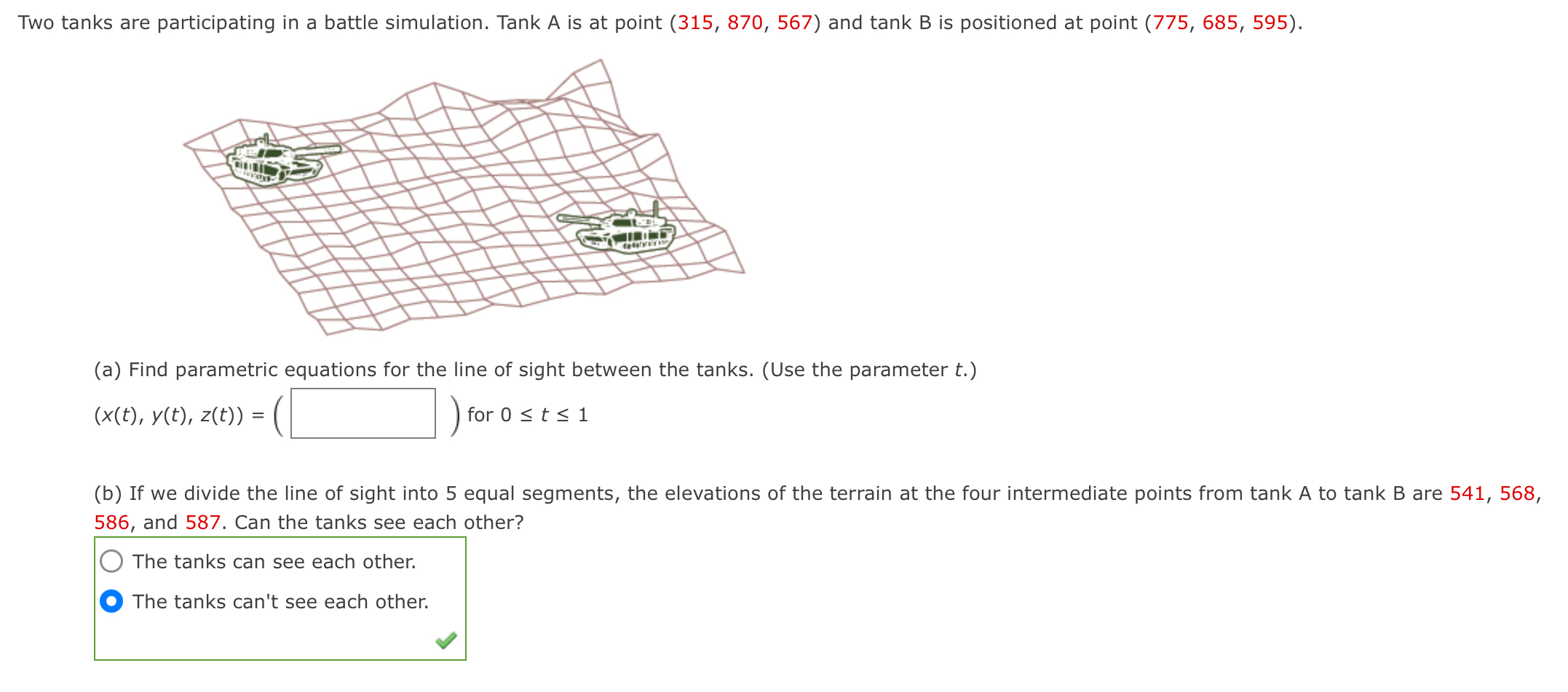 Solved Two tanks are participating in a battle simulation. | Chegg.com