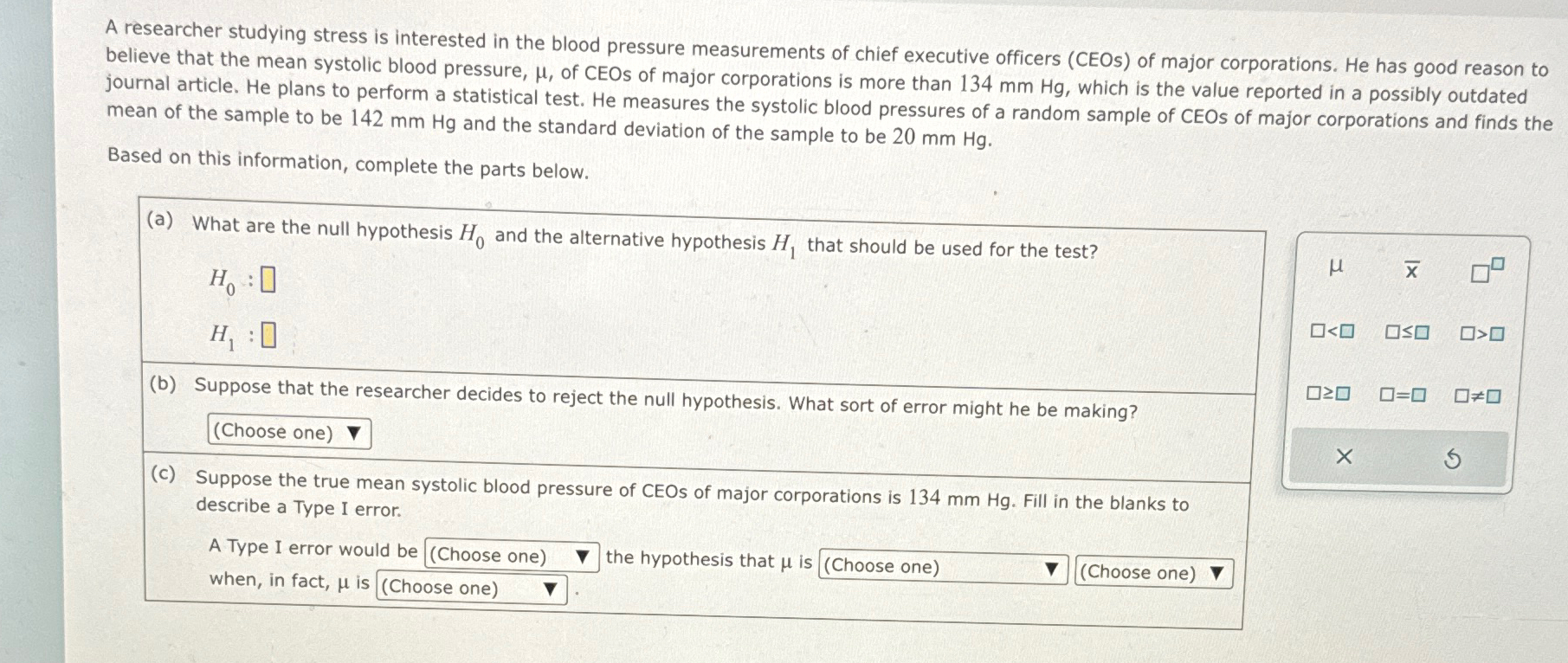 Solved A researcher studying stress is interested in the | Chegg.com
