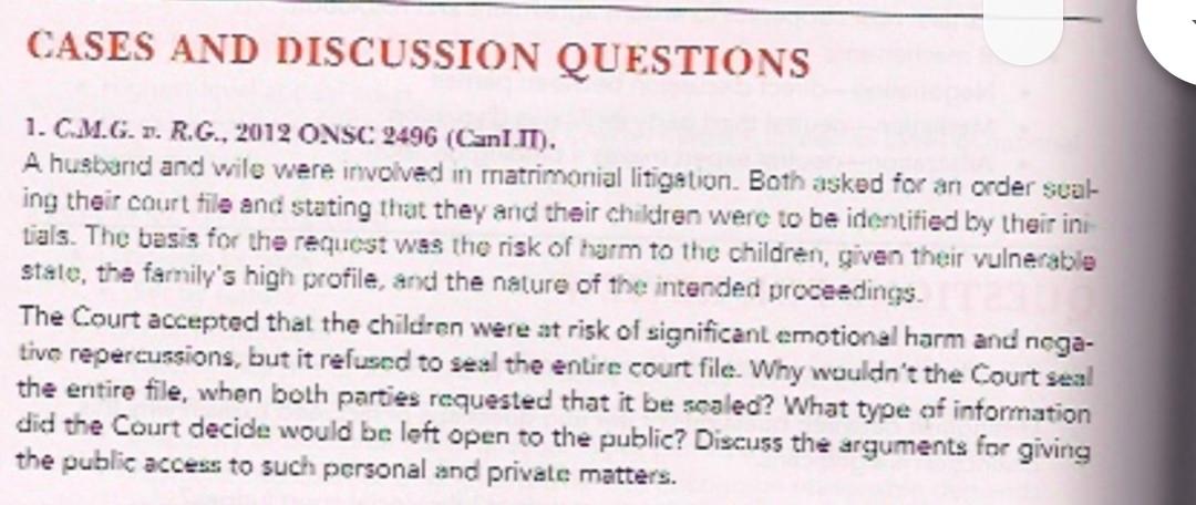 case study from chapter 3 the resolution of disputes. | Chegg.com