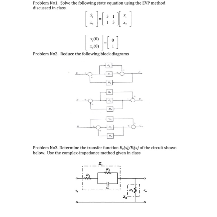 Solved Problem No1. Solve the following state equation using | Chegg.com