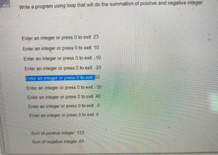Solved Write a program using loop that will do the summation | Chegg.com