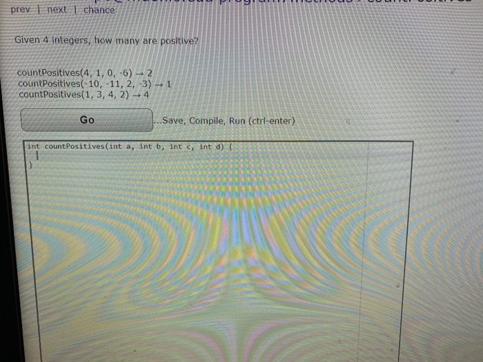 Solved > prev next chance Given 4 Integers, how many are | Chegg.com