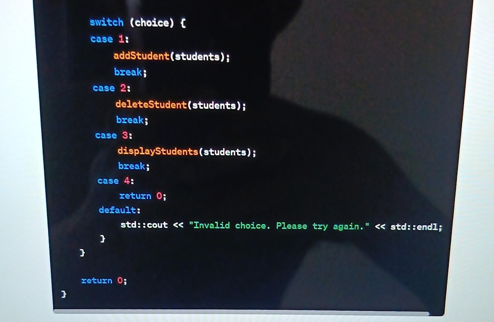 Solved main()t stdis ivectorestudents students; int choice; | Chegg.com