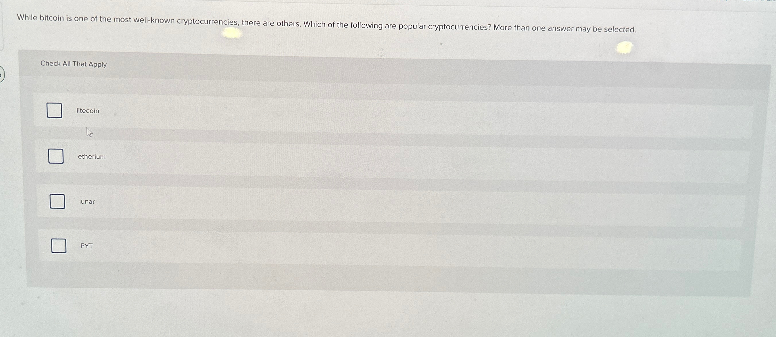 Solved While bitcoin is one of the most well-known | Chegg.com