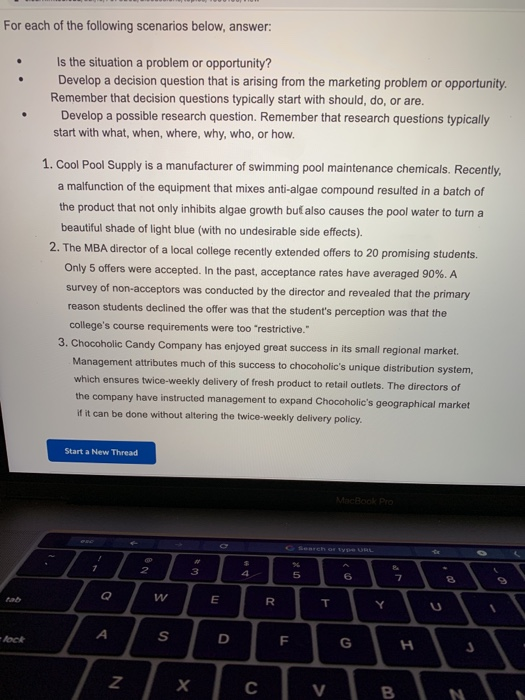 Solved For Each Of The Following Scenarios Below, Answer: Is | Chegg.com