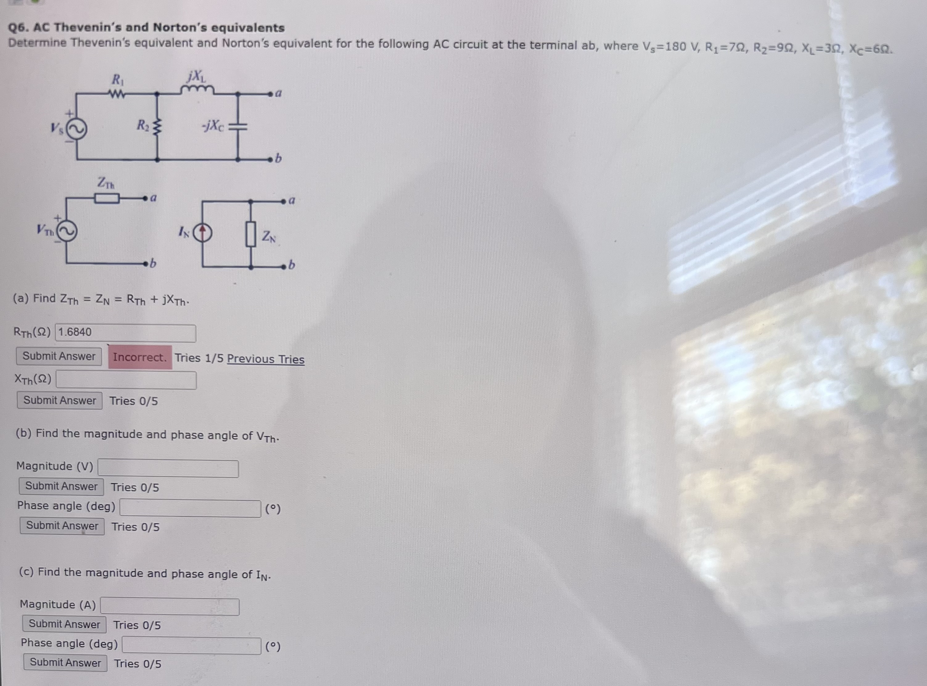 Q Ac Thevenin S And Norton S Equivalentsdetermine Chegg Com