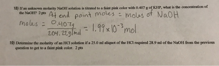 Solved 19) Determine the molarity of an HCl solution if a | Chegg.com