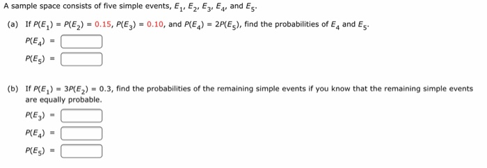 Solved A Sample Space Consists Of Five Simple Events E2 Chegg Com