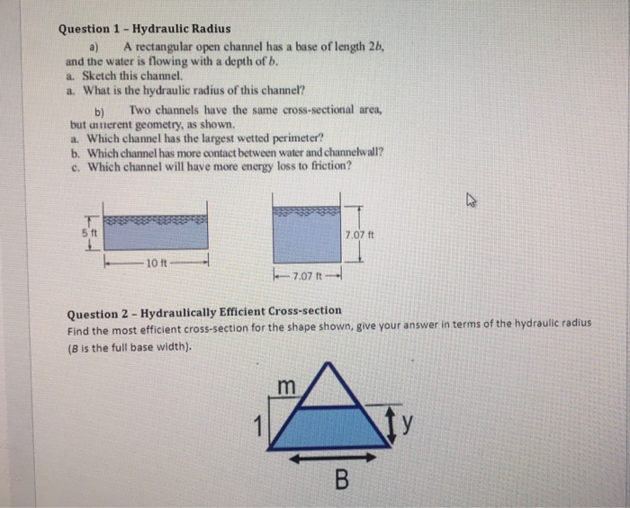 Solved Question 1 Hydraulic Radius a A rectangular open Chegg