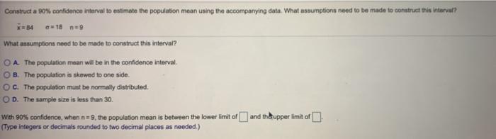 Solved Construct a 90% confidence interval to estimate the | Chegg.com