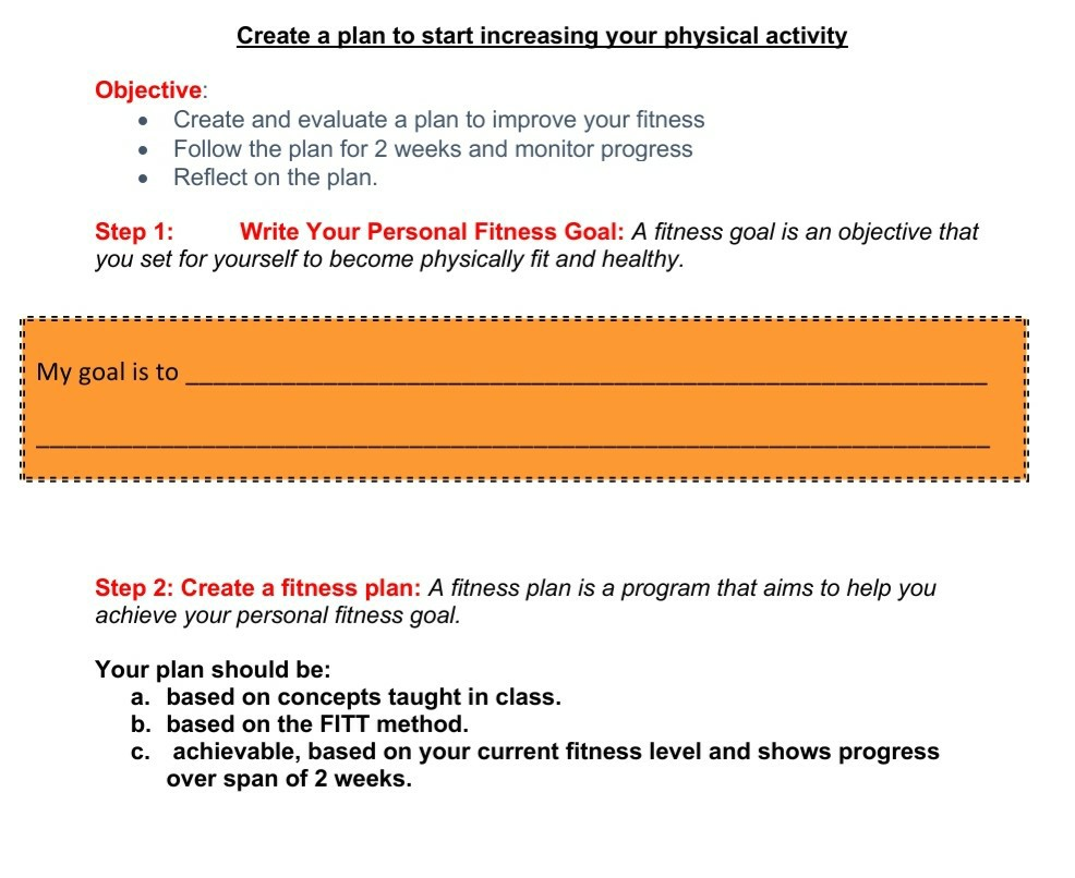 My Fitness Goals - Planner Insert