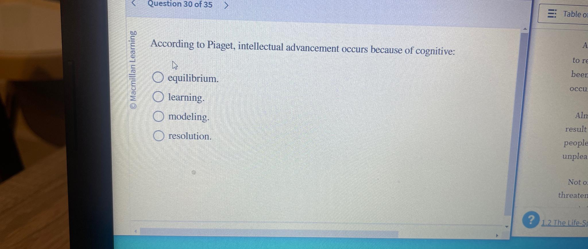 Solved Question 30 of 35According to Piaget intellectual Chegg