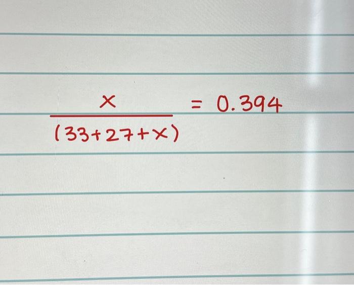 Solved (33+27+x)x=0.394 | Chegg.com