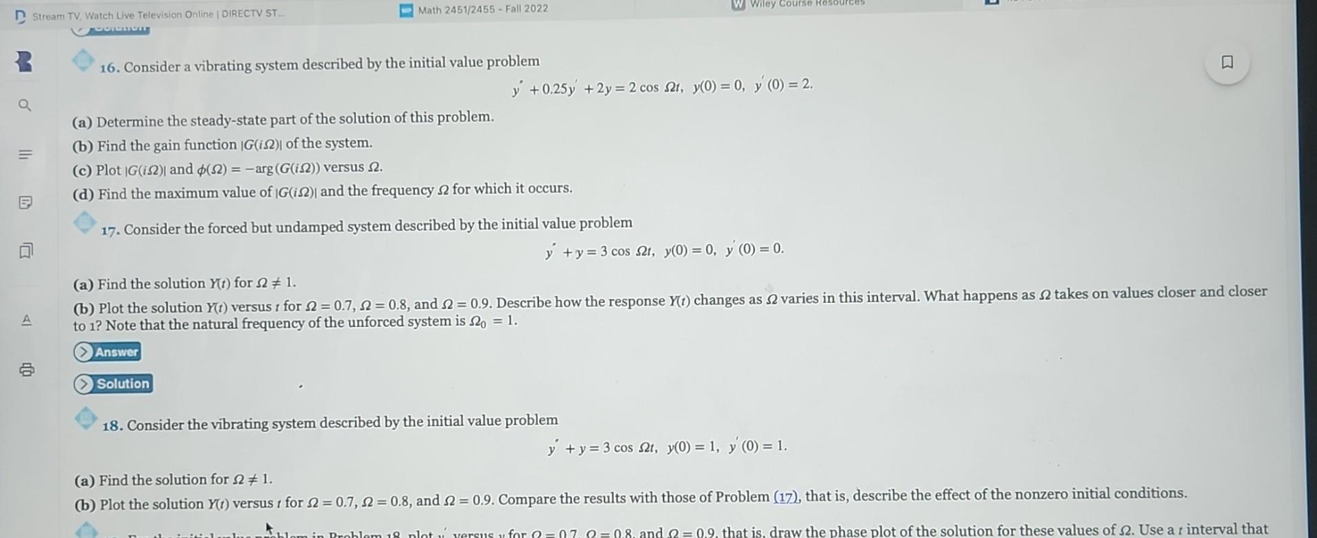 Vibration System Prob Solved 16. Consider a vibrating system described by the | Chegg.com