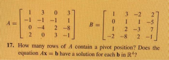 Solved Exercises 17−20 Refer To The Matrices A And B Below. | Chegg.com