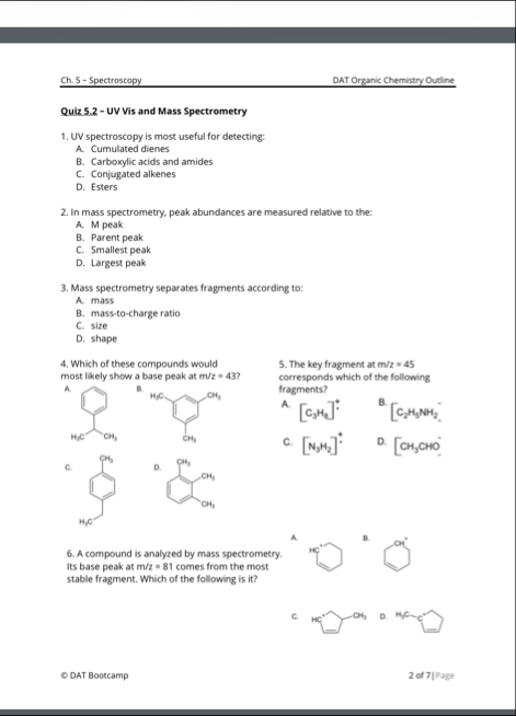 Ch. 5 - ﻿SpectroscopyDAT Organic Chemistry | Chegg.com