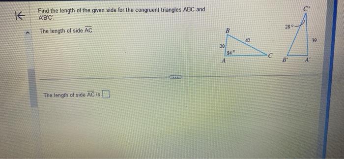 Solved Find the length of the given side for the congruent | Chegg.com