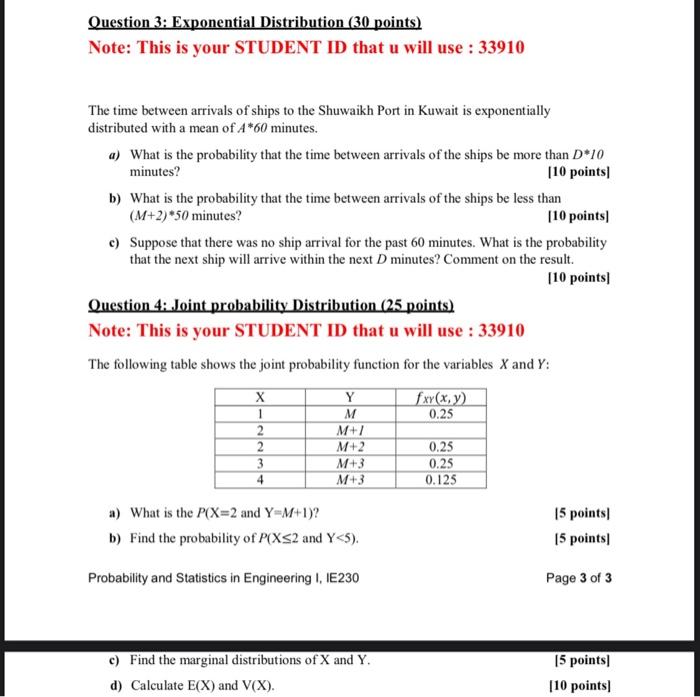 Solved Question 3: Exponential Distribution (30 points) | Chegg.com