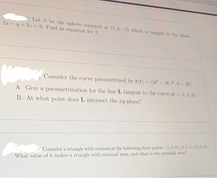 Solved Let S be the sphere centered at (1.2.-3) which is | Chegg.com