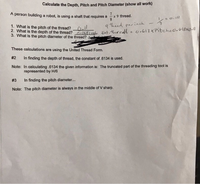 Solved Calculate the Depth, Pitch and Pitch Diameter (show | Chegg.com
