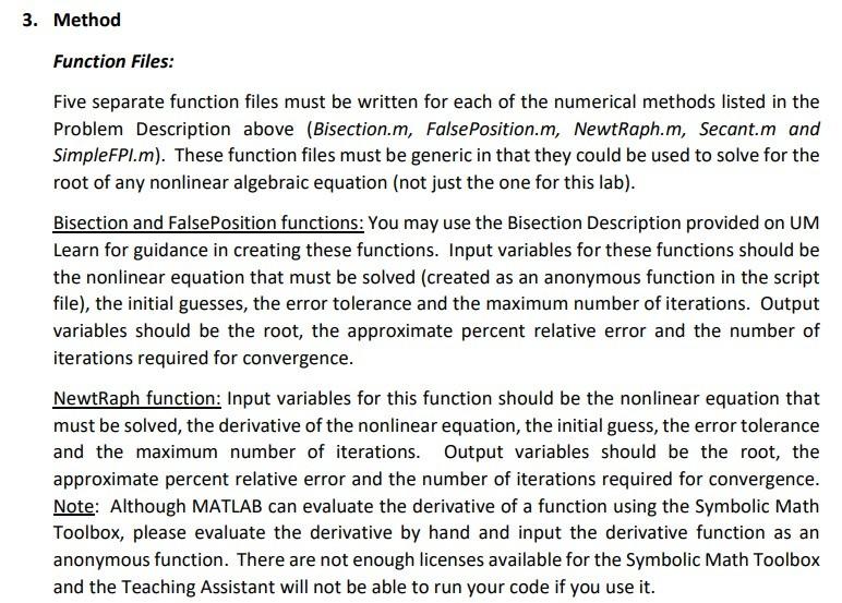 Solved Please Send MATLAB Code for False Position Method and | Chegg.com