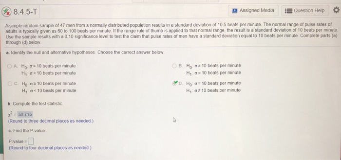 Solved 8.4.5-T Assigned Media Question Help A simple random | Chegg.com