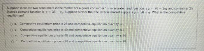 Solved Suppose There Are Two Consumers In The Market For A | Chegg.com