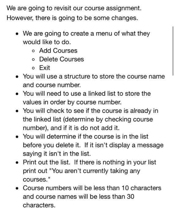 Solved We are going to revisit our course assignment. | Chegg.com
