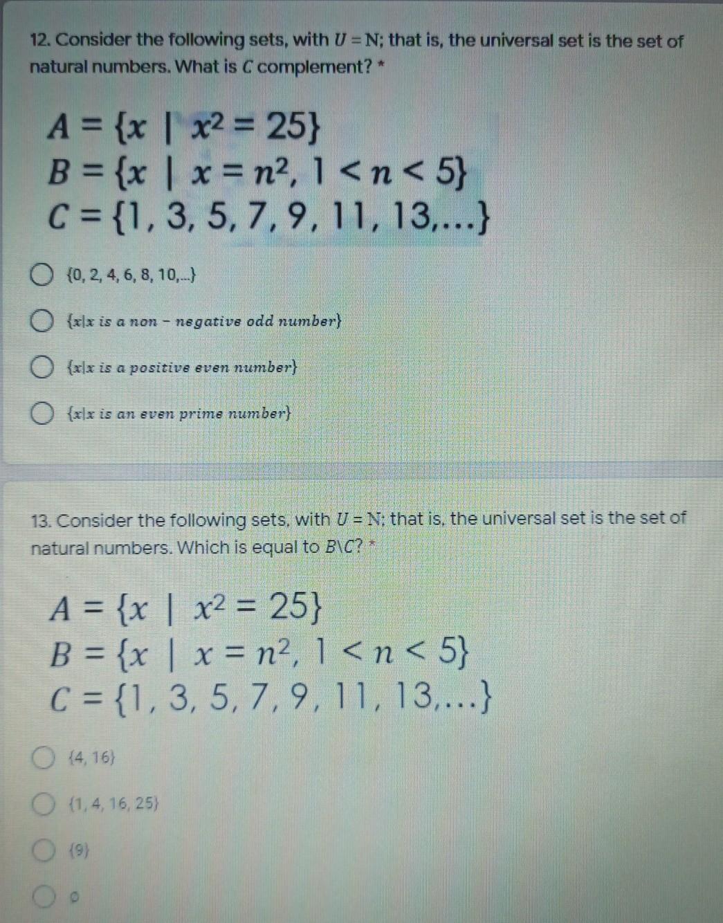 Solved 12 Consider The Following Sets With U N That I Chegg Com