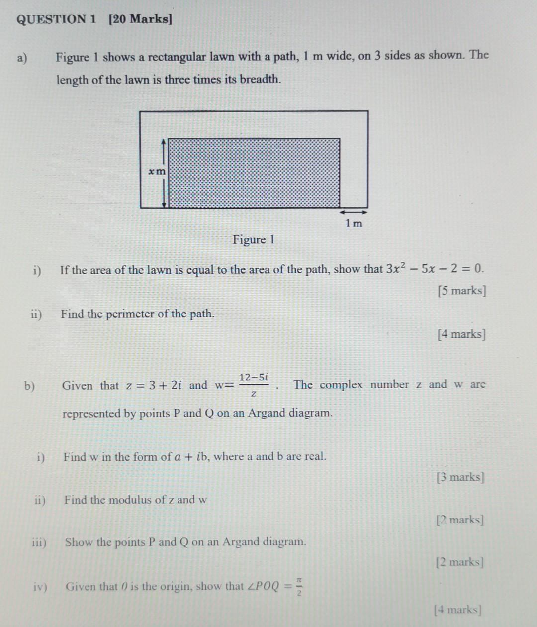 Solved QUESTION 1 [20 Marks] a) Figure 1 shows a rectangular | Chegg.com