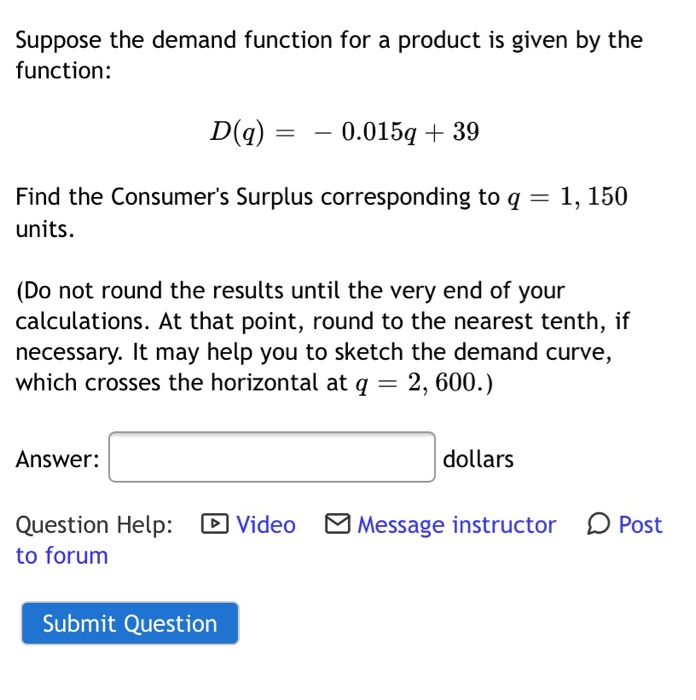 Solved Suppose the demand function for a product is given by | Chegg.com