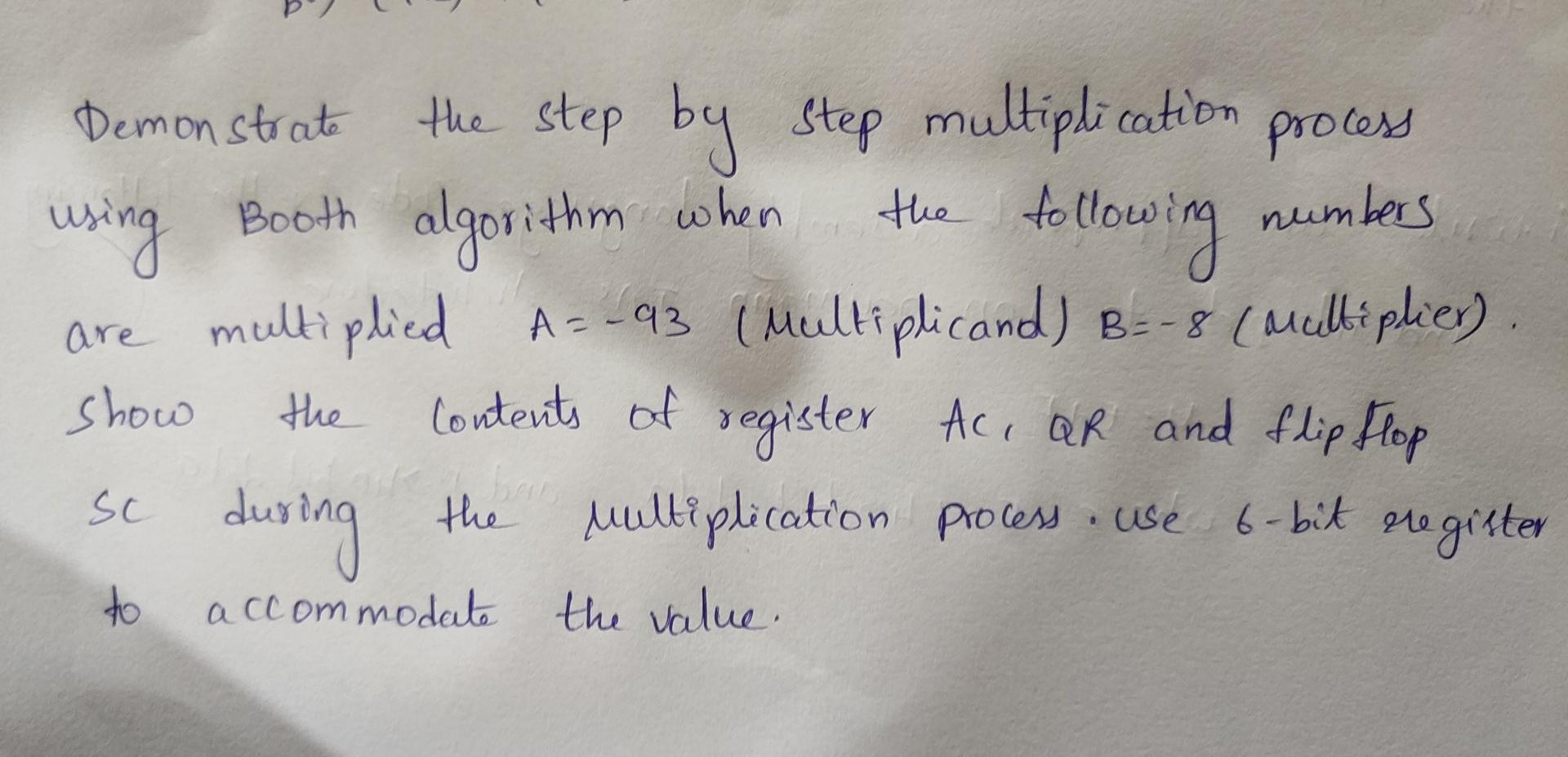Solved Demonstrate the step by step multiplication process | Chegg.com