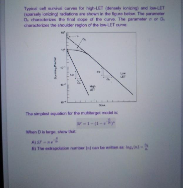 Solved Typical cell survival curves for high-LET (densely | Chegg.com