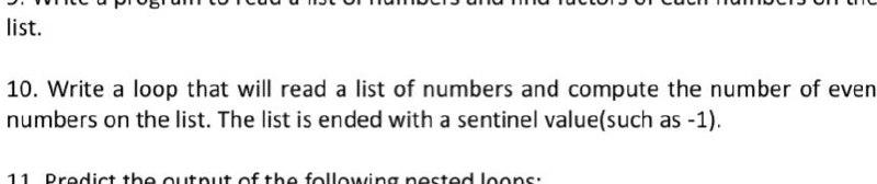 Solved list. 10. Write a loop that will read a list of | Chegg.com