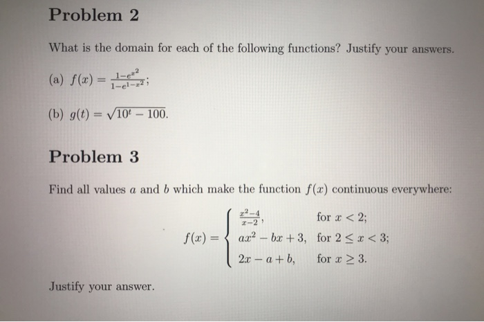 Solved Problem 2 What Is The Domain For Each Of The | Chegg.com