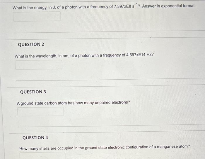 Solved What is the energy, in J. of a photon with a | Chegg.com