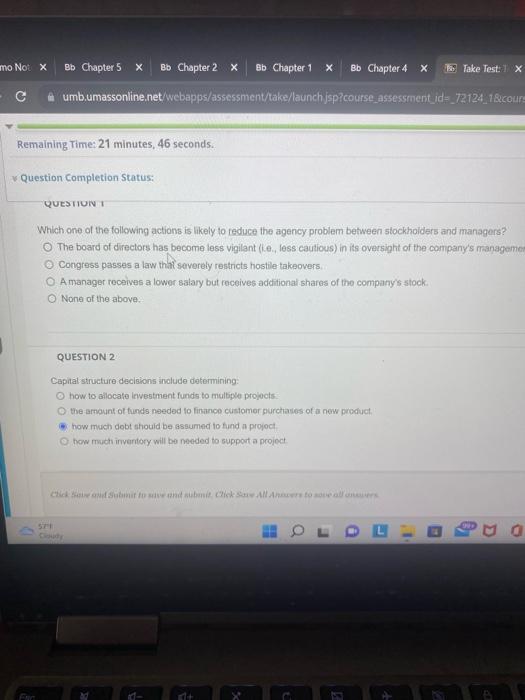 Solved Which one of the following actions is likely fo | Chegg.com