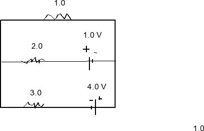 Image for Find the magnitude and direction of the current in the 2.0 omega resistor in the drawing. Sorry