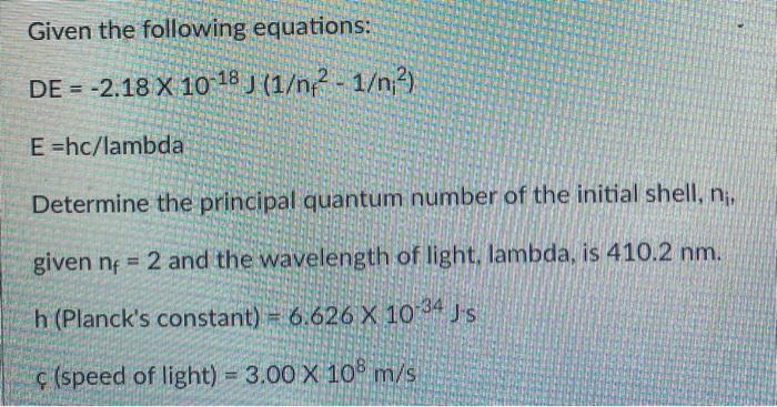 Solved Given The Following Equations De 2 18 X 10 18 Chegg Com