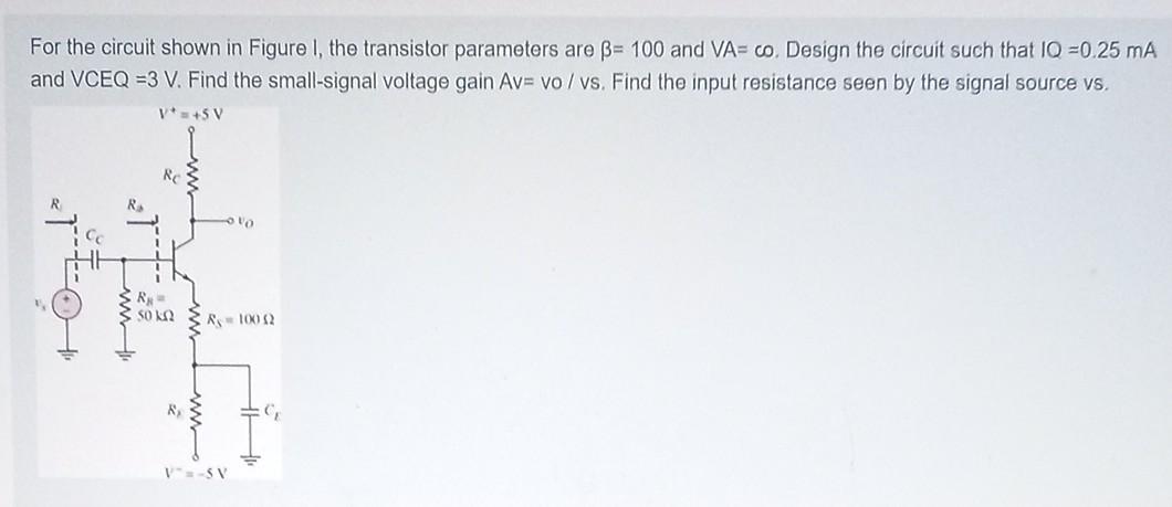 Solved For the circuit shown in Figure 1, the transistor | Chegg.com