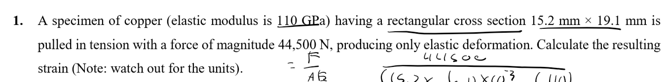 Copper Modulus Solved A specimen of copper (elastic modulus is 110 GPa ) | Chegg.com