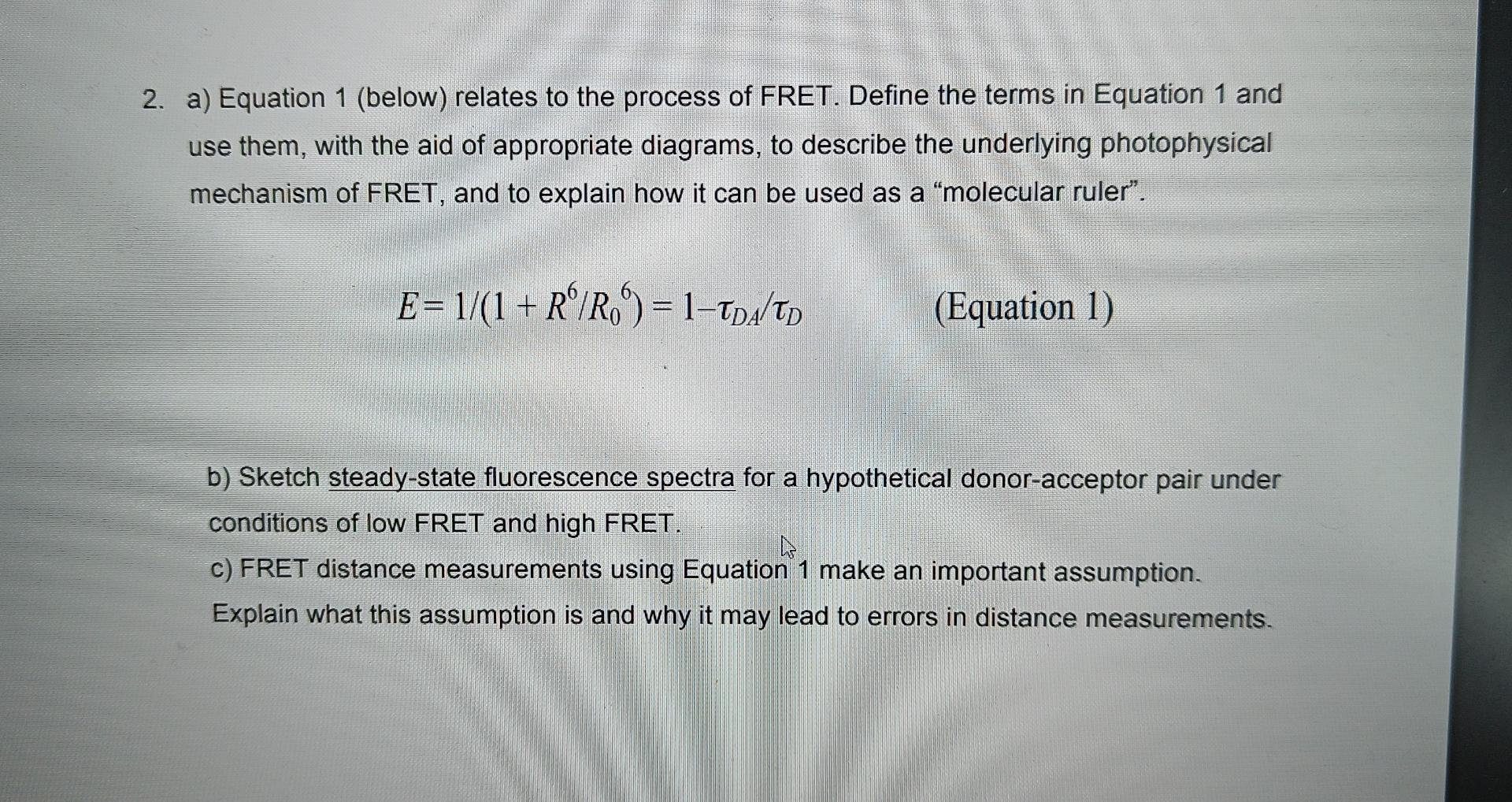 Solved 2. a) Equation 1 (below) relates to the process of | Chegg.com